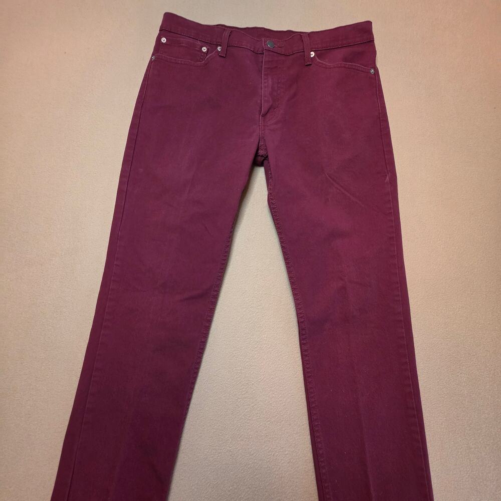 Levi's 511 Slim Fit Stretch Jeans Maroon Burgundy Wine Colored Sz 36x32